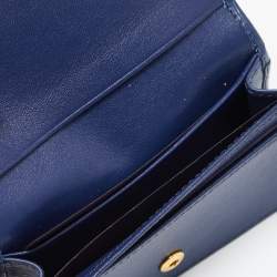 Pre Owned Prada Blue Vitello Move Leather Card Case