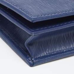 Pre Owned Prada Blue Vitello Move Leather Card Case