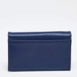 Pre Owned Prada Blue Vitello Move Leather Card Case