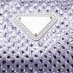 Pre Owned Prada Lavender Satin Crystal Embellished Re-Edition 2000 Baguette