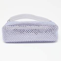 Pre Owned Prada Lavender Satin Crystal Embellished Re-Edition 2000 Baguette