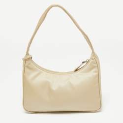 Pre Owned Prada Beige Tessuto Nylon Re-Edition 2000 Baguette Bag