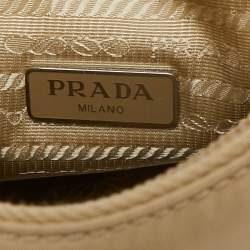 Pre Owned Prada Beige Tessuto Nylon Re-Edition 2000 Baguette Bag