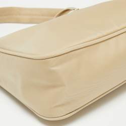 Pre Owned Prada Beige Tessuto Nylon Re-Edition 2000 Baguette Bag