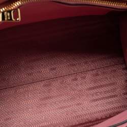 Pre Owned Prada Pink Saffiano Cuir Leather Small Monochrome Tote