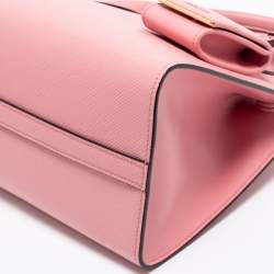 Pre Owned Prada Pink Saffiano Cuir Leather Small Monochrome Tote