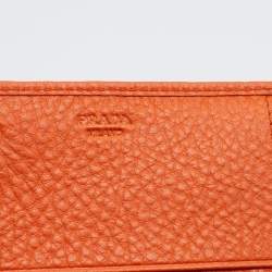 Pre Owned Prada Orange Vitello Daino Leather Flap Continental Wallet