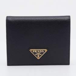 Pre Owned Prada Black Saffiano Leather Bifold Wallet