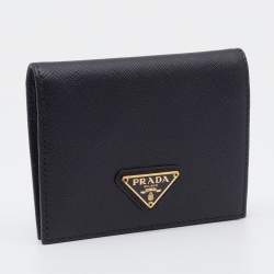 Pre Owned Prada Black Saffiano Leather Bifold Wallet