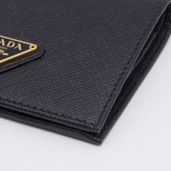 Pre Owned Prada Black Saffiano Leather Bifold Wallet