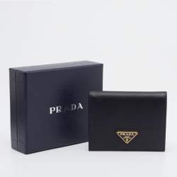 Pre Owned Prada Black Saffiano Leather Bifold Wallet