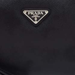 Pre Owned Prada Black Saffiano Lux Leather Wristlet Pouch