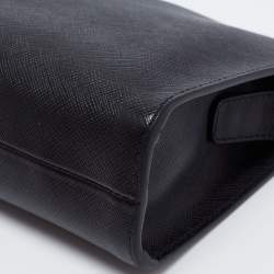 Pre Owned Prada Black Saffiano Lux Leather Wristlet Pouch