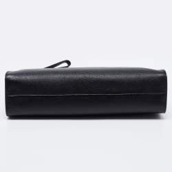 Pre Owned Prada Black Saffiano Lux Leather Wristlet Pouch