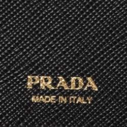 Pre Owned Prada Black Saffiano Metal Leather Flap Card Holder
