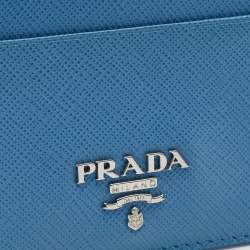 Pre Owned Prada Blue Saffiano Leather Card Holder