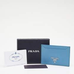 Pre Owned Prada Blue Saffiano Leather Card Holder