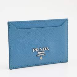 Pre Owned Prada Blue Saffiano Leather Card Holder