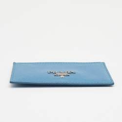 Pre Owned Prada Blue Saffiano Leather Card Holder
