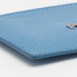 Pre Owned Prada Blue Saffiano Leather Card Holder