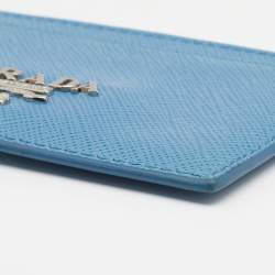 Pre Owned Prada Blue Saffiano Leather Card Holder