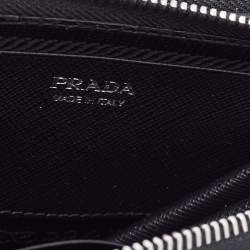 Pre Owned Prada Black Saffiano Leather Mini Triangular Pouch Bag