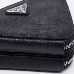 Pre Owned Prada Black Saffiano Leather Mini Triangular Pouch Bag