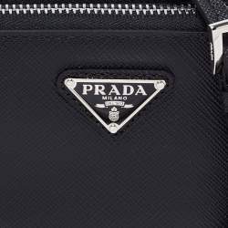 Pre Owned Prada Black Saffiano Leather Mini Triangular Pouch Bag