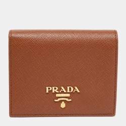 Pre Owned Prada Brown Saffiano Leather Bifold Wallet