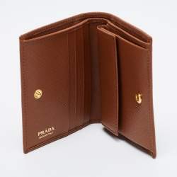 Pre Owned Prada Brown Saffiano Leather Bifold Wallet