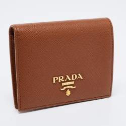Pre Owned Prada Brown Saffiano Leather Bifold Wallet