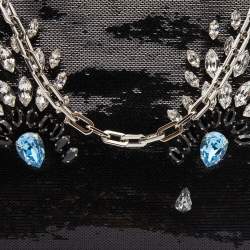 Pre Owned Prada Black Sequin Embellished Chain Clutch