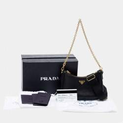 Pre Owned Prada Black Saffiano Lux Leather Mini Shoulder Bag
