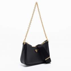 Pre Owned Prada Black Saffiano Lux Leather Mini Shoulder Bag
