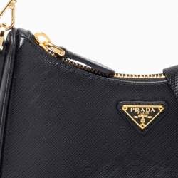 Pre Owned Prada Black Saffiano Lux Leather Mini Shoulder Bag