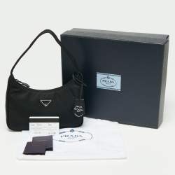 Pre Owned Prada Black Tessuto Nylon Re-Edition 2000 Baguette Bag