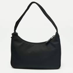 Pre Owned Prada Black Tessuto Nylon Re-Edition 2000 Baguette Bag