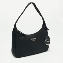 Pre Owned Prada Black Tessuto Nylon Re-Edition 2000 Baguette Bag