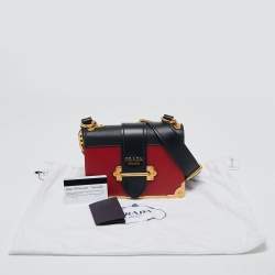 Pre Owned Prada Red/Black Saffiano Leather Cahier Shoulder Bag
