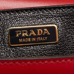Pre Owned Prada Red/Black Saffiano Leather Cahier Shoulder Bag