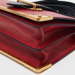 Pre Owned Prada Red/Black Saffiano Leather Cahier Shoulder Bag