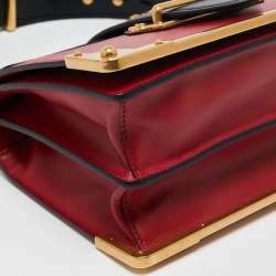 Pre Owned Prada Red/Black Saffiano Leather Cahier Shoulder Bag