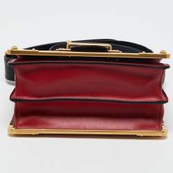 Pre Owned Prada Red/Black Saffiano Leather Cahier Shoulder Bag