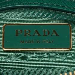 Pre Owned Prada Green Saffiano Lux Leather Mini Galleria Tote