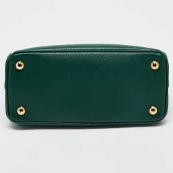 Pre Owned Prada Green Saffiano Lux Leather Mini Galleria Tote