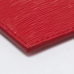 Pre Owned Prada Red Vitello Move Leather Card Holder