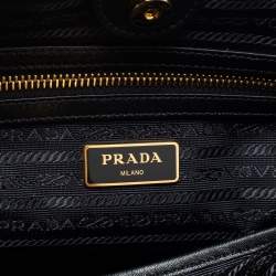 Pre Owned Prada Black Leather And Tessuto Tote