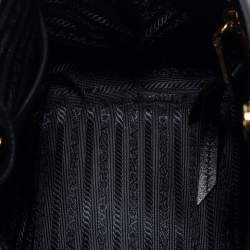 Pre Owned Prada Black Leather And Tessuto Tote