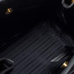 Pre Owned Prada Black Leather And Tessuto Tote