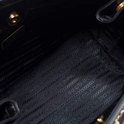 Pre Owned Prada Black Leather And Tessuto Tote